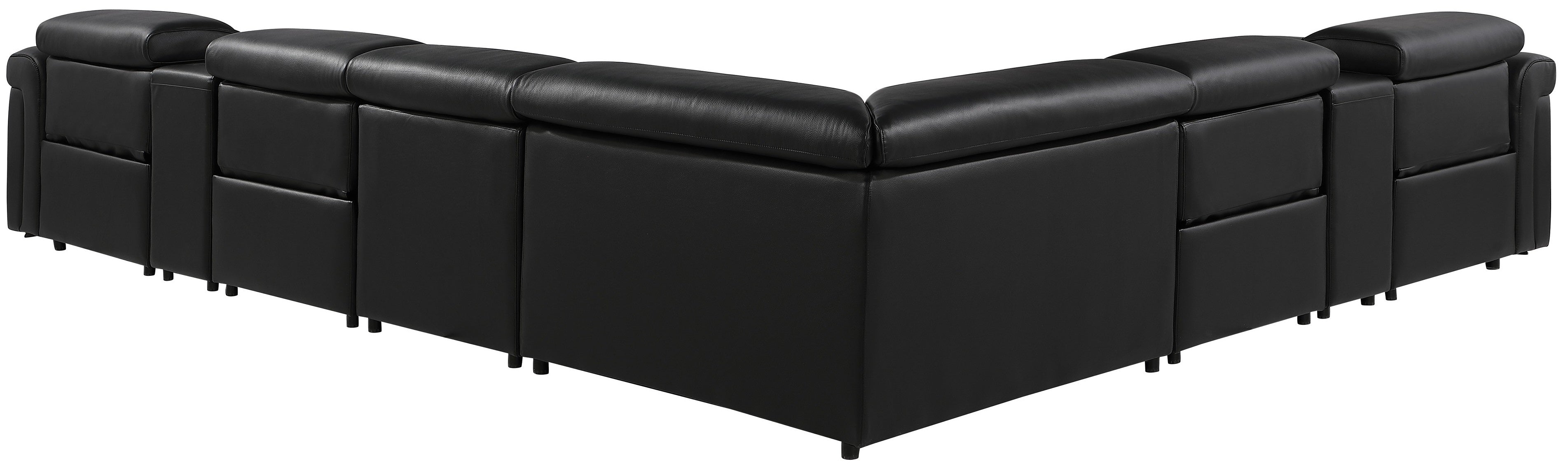 Global United 1126BK-8PC 8 pc DivanItalia black italian leather power reclining sectional sofa power adjustable headrests and console