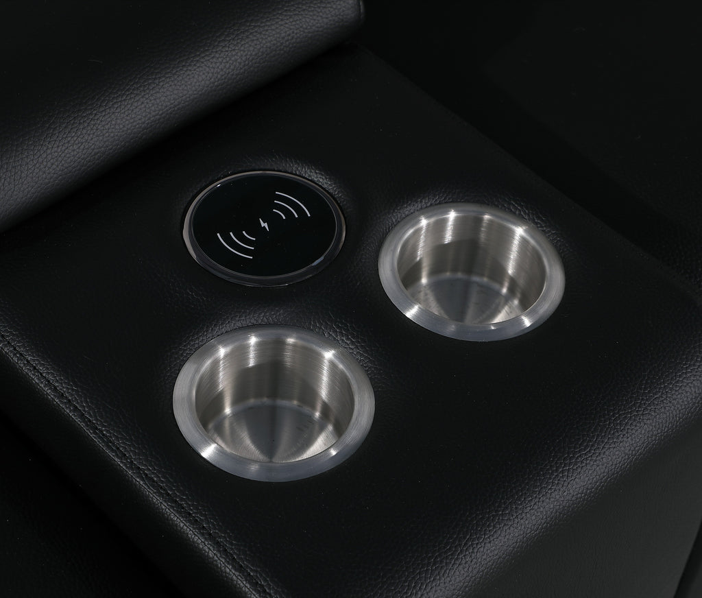 Global United 1126BK-8PC 8 pc DivanItalia black italian leather power reclining sectional sofa power adjustable headrests and console