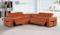 Global United 1126CM-5PC 5 pc DivanItalia camel italian leather power reclining sectional sofa power adjustable headrests