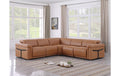 Global United 1126CG-5PC 5 pc DivanItalia Cognac italian leather power reclining sectional sofa power adjustable headrests