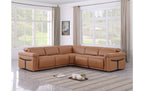 Global United 1126CG-5PC 5 pc DivanItalia Cognac italian leather power reclining sectional sofa power adjustable headrests