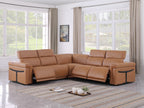 Global United 1126CG-5PC 5 pc DivanItalia Cognac italian leather power reclining sectional sofa power adjustable headrests