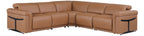 Global United 1126CG-5PC 5 pc DivanItalia Cognac italian leather power reclining sectional sofa power adjustable headrests