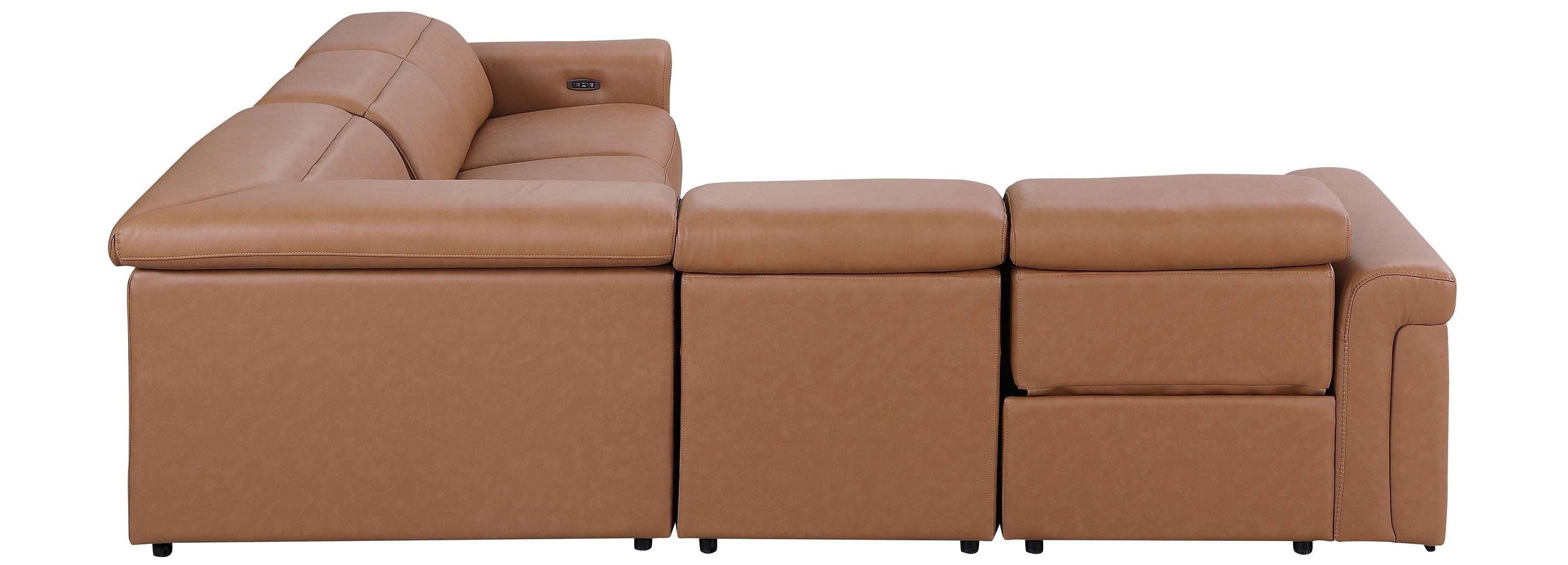 Global United 1126CG-5PC 5 pc DivanItalia Cognac italian leather power reclining sectional sofa power adjustable headrests