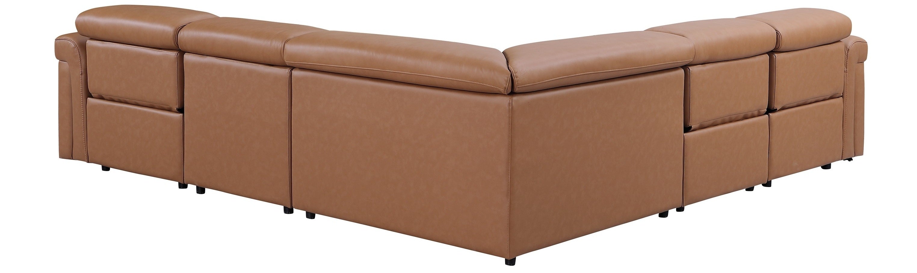 Global United 1126CG-5PC 5 pc DivanItalia Cognac italian leather power reclining sectional sofa power adjustable headrests