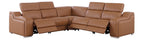 Global United 1116CG-5PC 5 pc DivanItalia cognac italian leather power reclining sectional sofa power adjustable headrests