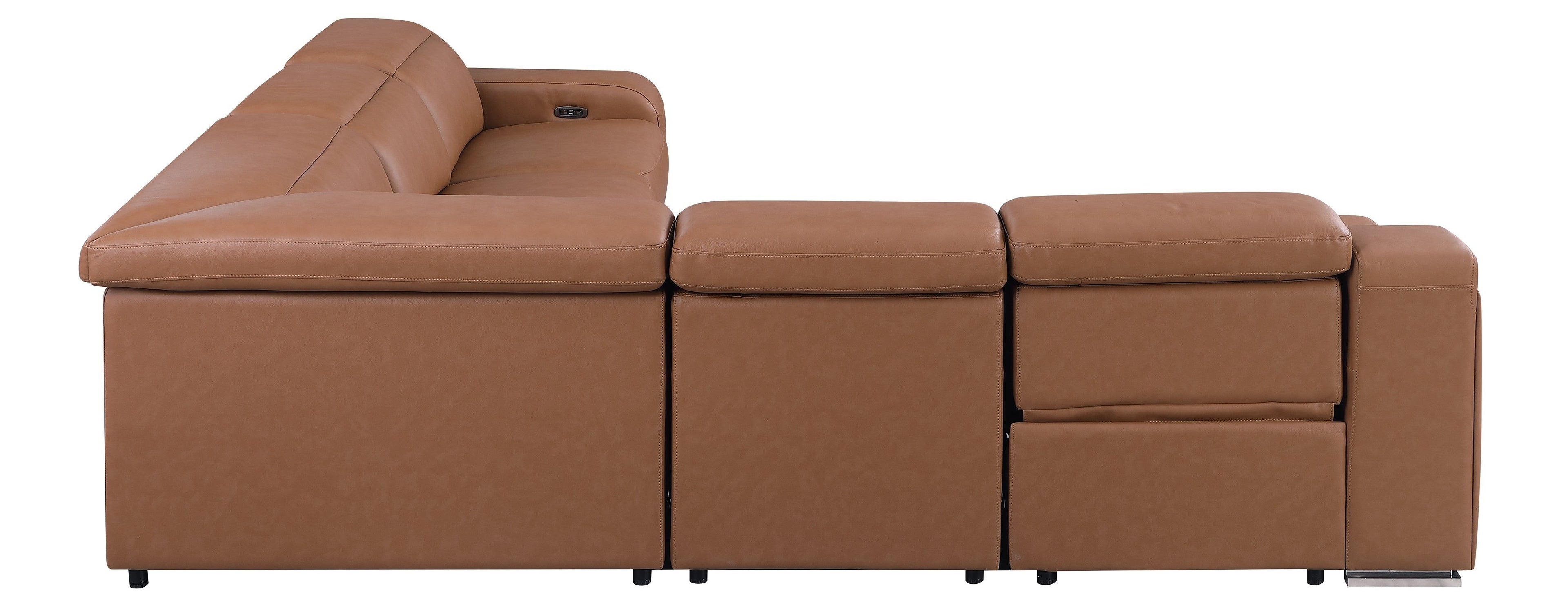 Global United 1116CG-5PC 5 pc DivanItalia cognac italian leather power reclining sectional sofa power adjustable headrests
