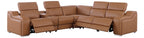 Global United 1116CG-6PC 6 pc DivanItalia cognac italian leather power reclining sectional sofa power adjustable headrests