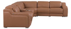 Global United 1116CG-6PC 6 pc DivanItalia cognac italian leather power reclining sectional sofa power adjustable headrests