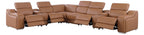 Global United DivanItalia Cognac Italian Leather 8-Piece Power Reclining Sectional Sofa with Power Adjustable Headrests – 1116CG-8PC