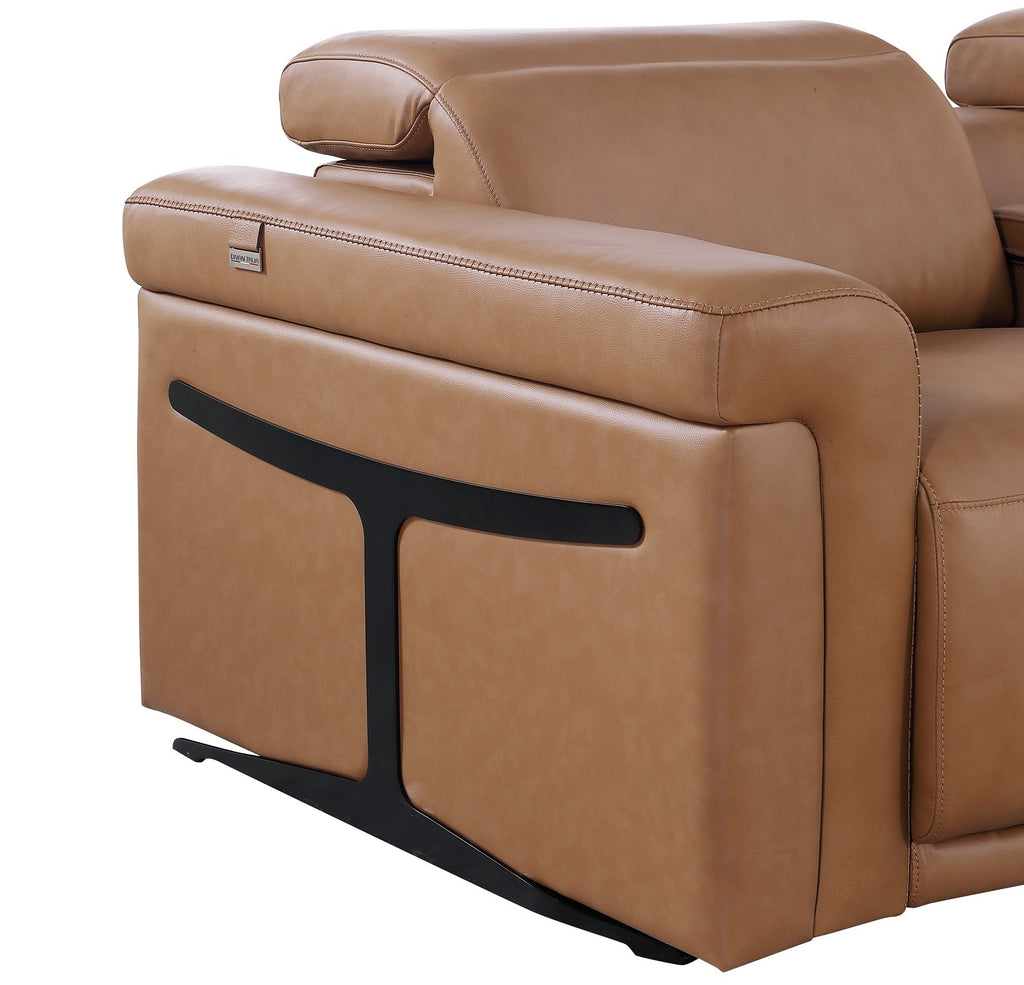 Global United 1126CG-5PC 5 pc DivanItalia Cognac italian leather power reclining sectional sofa power adjustable headrests