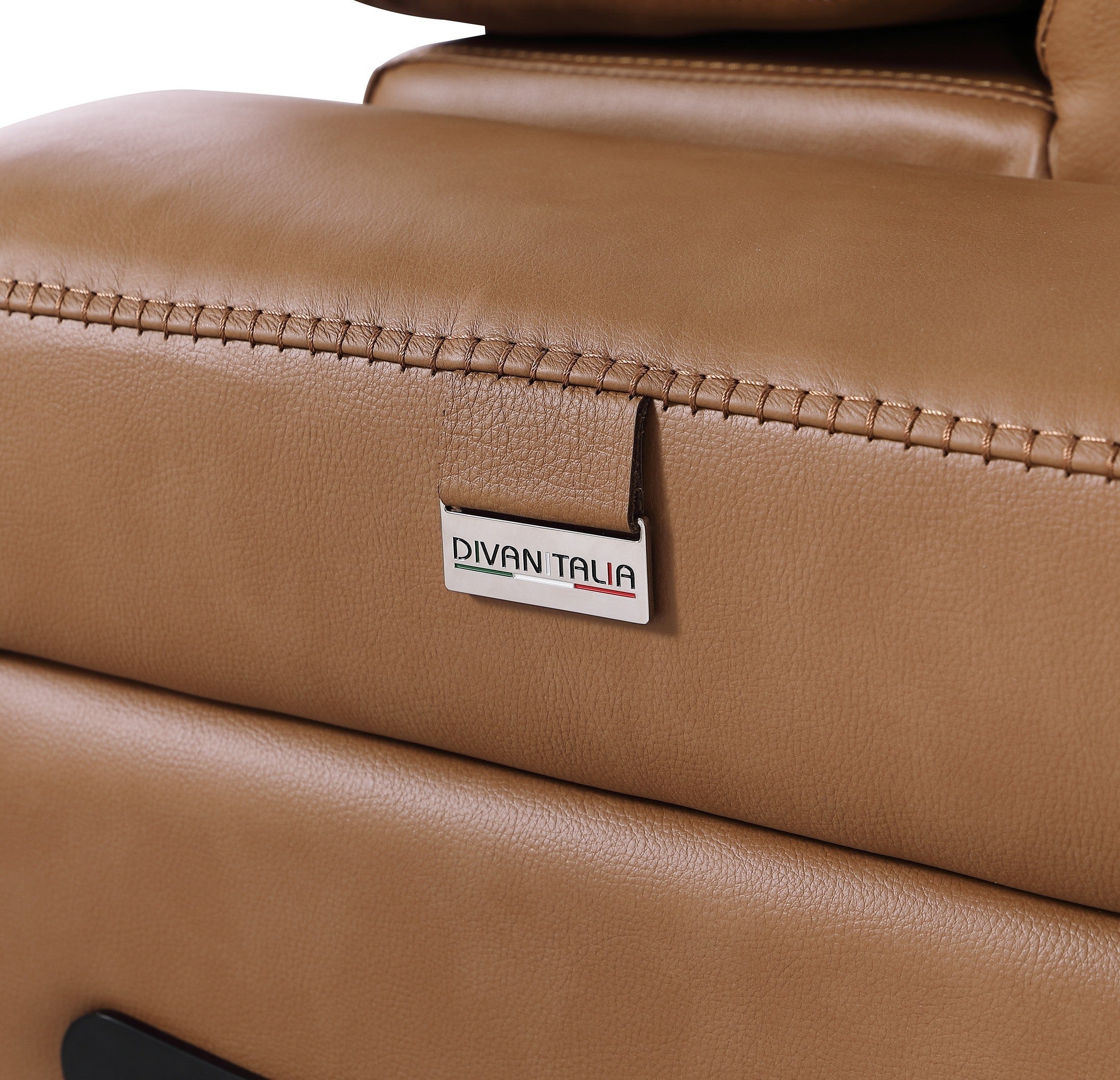 Global United 1126CG-5PC 5 pc DivanItalia Cognac italian leather power reclining sectional sofa power adjustable headrests