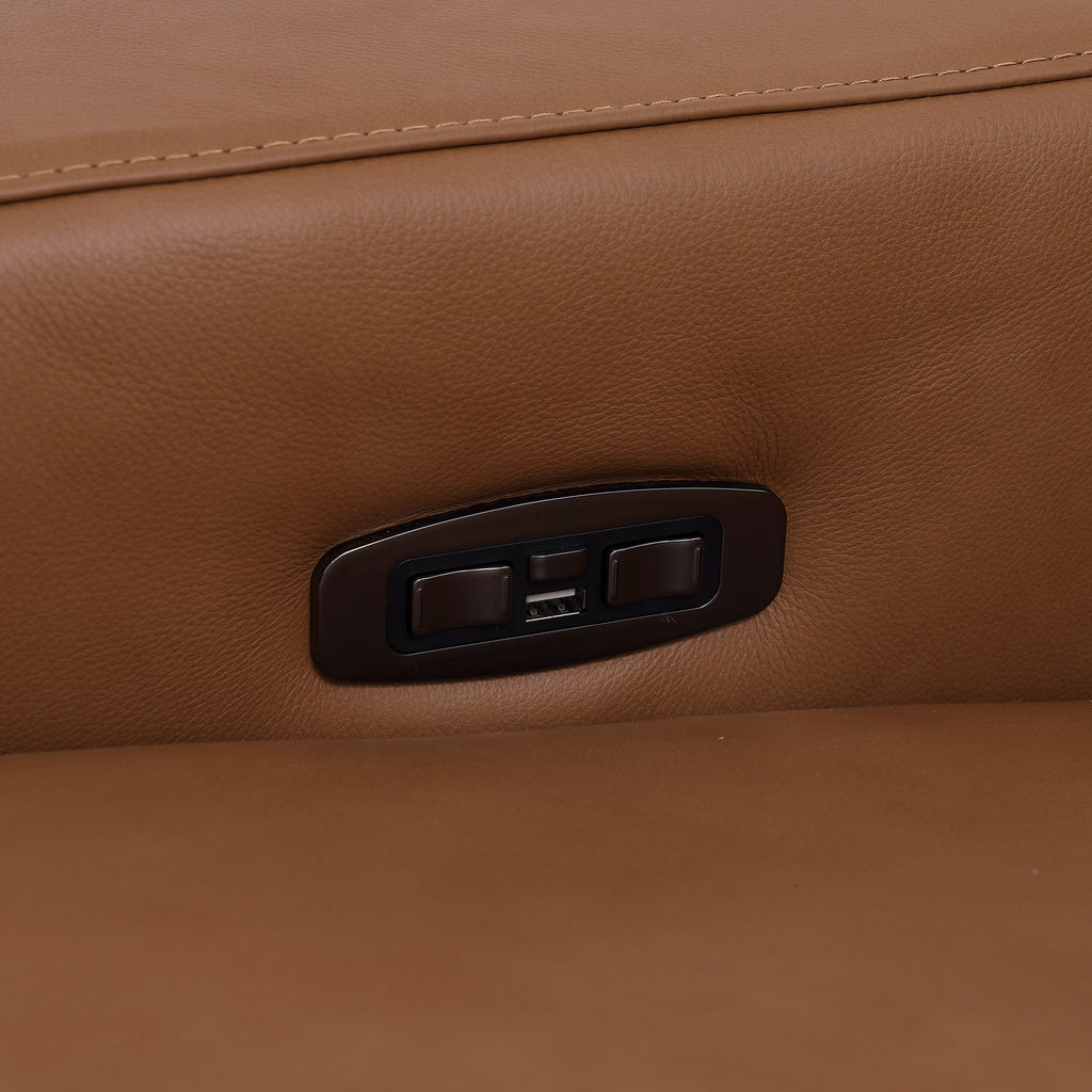 Global United 1116CG-6PC 6 pc DivanItalia cognac italian leather power reclining sectional sofa power adjustable headrests