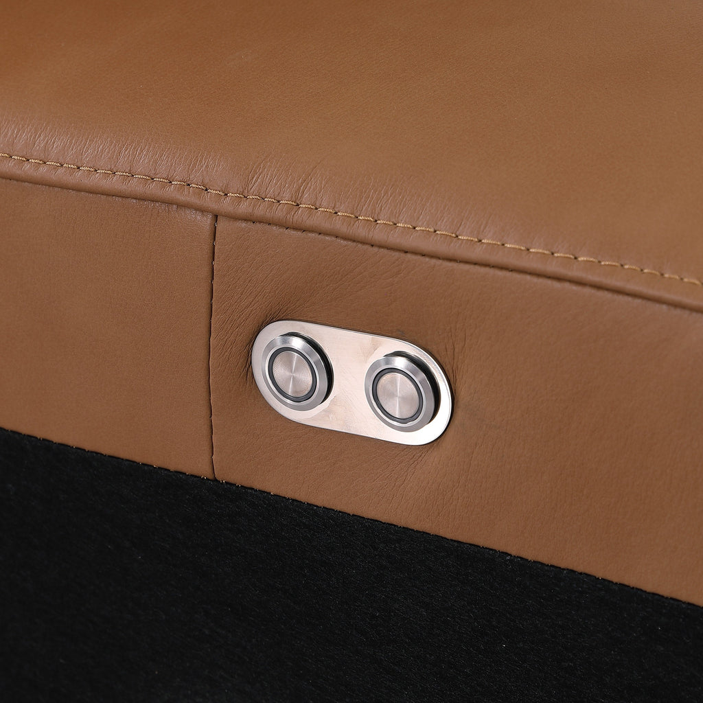 Global United 1116CG-5PC 5 pc DivanItalia cognac italian leather power reclining sectional sofa power adjustable headrests