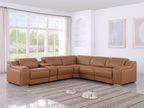 Global United 1116CG-6PC 6 pc DivanItalia cognac italian leather power reclining sectional sofa power adjustable headrests