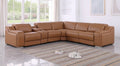 Global United 1116CG-6PC 6 pc DivanItalia cognac italian leather power reclining sectional sofa power adjustable headrests