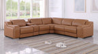 Global United 1116CG-6PC 6 pc DivanItalia cognac italian leather power reclining sectional sofa power adjustable headrests