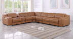 Global United 1116CG-7PC 7 pc DivanItalia cognac italian leather power reclining sectional sofa power adjustable headrests