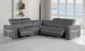 Global United 1126DK-GY-5PC 5 pc DivanItalia dark grey italian leather power reclining sectional sofa power adjustable headrests