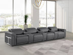 Global United DivanItalia Grey Italian Leather 7-Piece Power Reclining Theater Sofa with Power Adjustable Headrests – 1126GY-7PC-TH