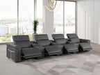Global United DivanItalia Grey Italian Leather 7-Piece Power Reclining Theater Sofa with Power Adjustable Headrests – 1126GY-7PC-TH