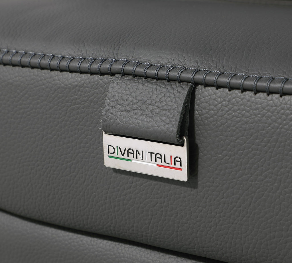 Global United 1126DK-GY-6PC-SL 6 pc DivanItalia dark grey italian leather power reclining modular sofa and love seat power adjustable headrests with charging pad