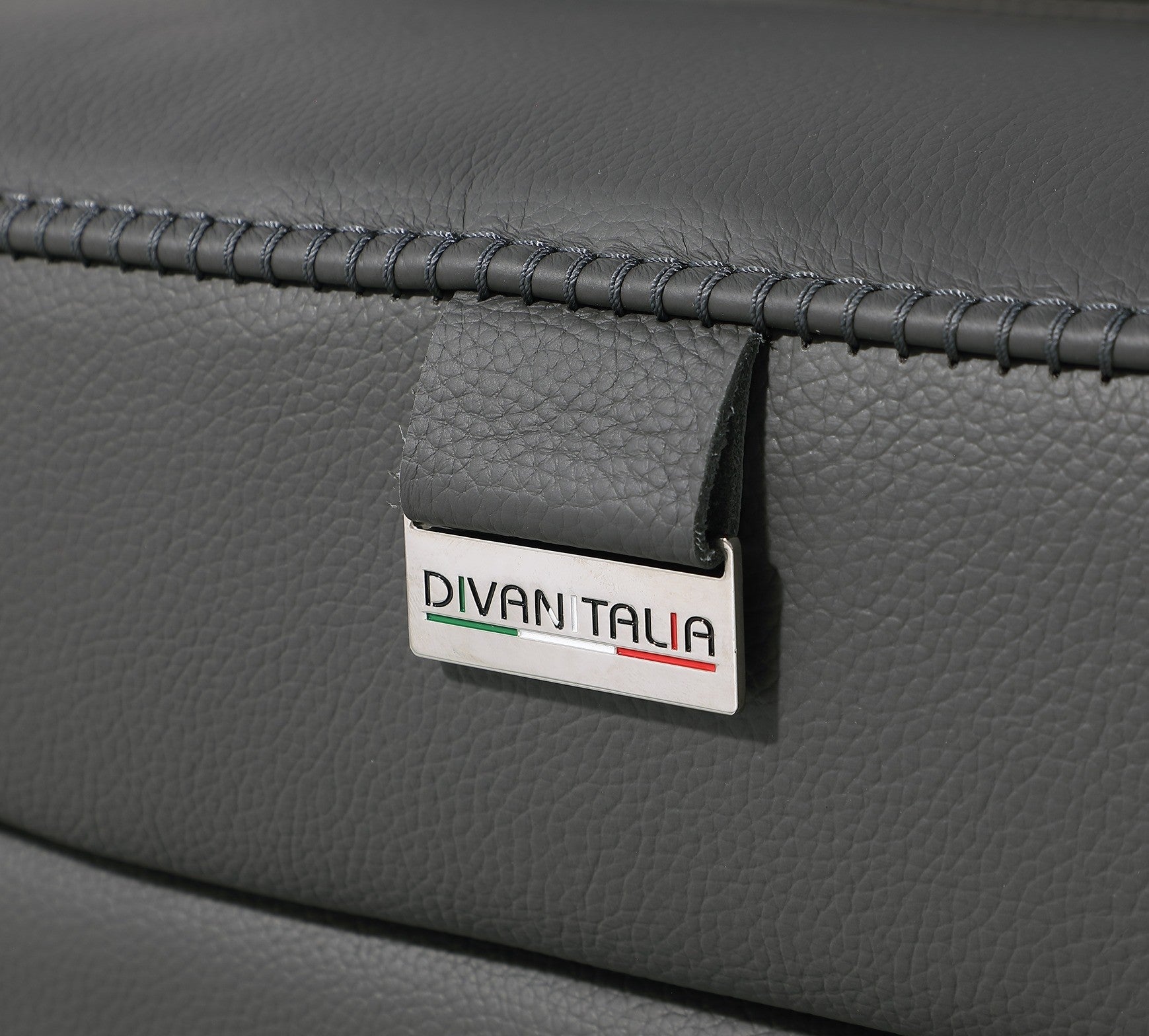 Global United 1126DK-GY-6PC-SL 6 pc DivanItalia dark grey italian leather power reclining modular sofa and love seat power adjustable headrests with charging pad