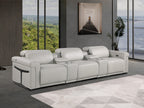 Global United DivanItalia Light Grey Italian Leather 5-Piece Power Reclining Theater Sofa with Power Adjustable Headrests – 1126LG-5PC-TH