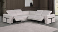 Global United 1126LT-GY-5PC 5 pc DivanItalia light grey italian leather power reclining sectional sofa power adjustable headrests