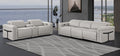 Global United DivanItalia Light Grey Italian Leather 6-Piece Power Reclining Modular Sofa and Love Seat with Power Adjustable Headrests and Charging Pad – 1126LT-GY-6PC-SL