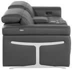 Global United 1126DK-GY-6PC-SL 6 pc DivanItalia dark grey italian leather power reclining modular sofa and love seat power adjustable headrests with charging pad