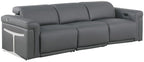 Global United 1126DK-GY-6PC-SL 6 pc DivanItalia dark grey italian leather power reclining modular sofa and love seat power adjustable headrests with charging pad