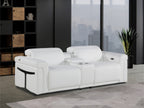 Global United DivanItalia White Italian Leather 3-Piece Power Reclining Theater Sofa with Power Adjustable Headrests – 1126WH-3PC
