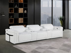 Global United DivanItalia White Italian Leather 5-Piece Power Reclining Theater Sofa with Power Adjustable Headrests – 1126WH-5PC-TH