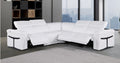 Global United DivanItalia White Italian Leather 5-Piece Power Reclining Sectional Sofa with Power Adjustable Headrests – 1126WH-5PC