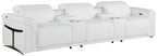 Global United DivanItalia White Italian Leather 5-Piece Power Reclining Theater Sofa with Power Adjustable Headrests – 1126WH-5PC-TH