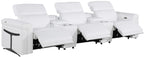 Global United DivanItalia White Italian Leather 5-Piece Power Reclining Theater Sofa with Power Adjustable Headrests – 1126WH-5PC-TH