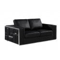 Global United DivanItalia Black Top Grain Italian Leather 2-Piece Sofa and Love Seat Set with Silver Accents – 1130-BK-2PC