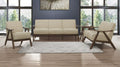 Homelegance 1138BR-3PC 3 pc Damala mid century modern light brown linen like fabric sofa, love seat and chair set