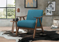 Damala Blue Fabric Walnut Finish Retro Modern Accent Arm Chair – 1138BU-1