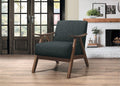 Damala Dark Gray Fabric Walnut Finish Retro Modern Accent Arm Chair – 1138DG-1