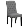 Coaster 115162 Set of 2 weber grey tufted back fabric dining chair nail head trim