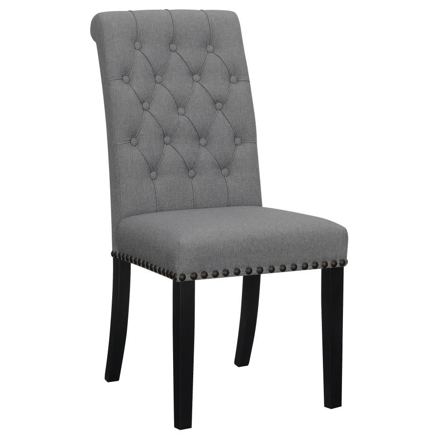 Coaster 115162 Set of 2 weber grey tufted back fabric dining chair nail head trim