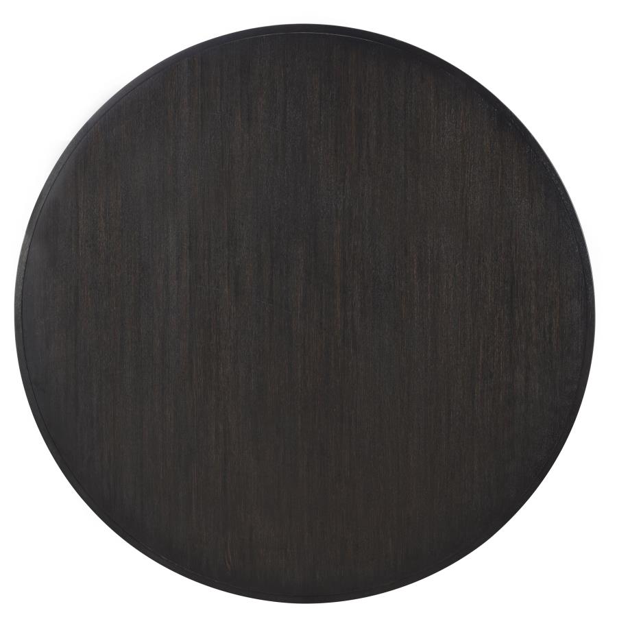 Coaster 115390-S7 7 pc Leandro burnished black finish wood 60" round dining table set rounded edge