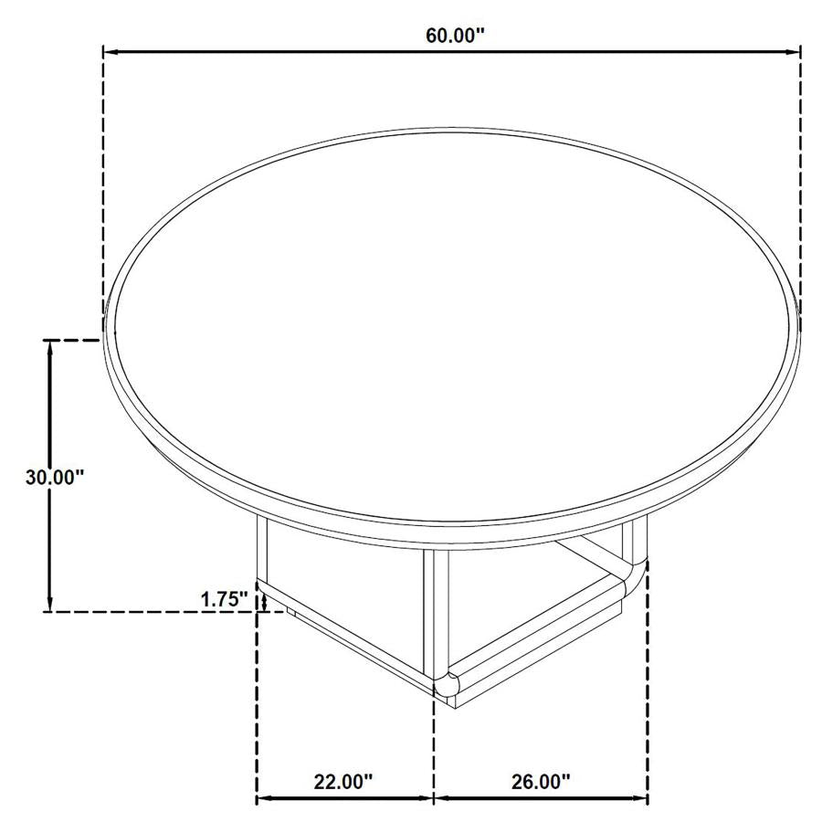 Coaster 115390-S7 7 pc Leandro burnished black finish wood 60" round dining table set rounded edge