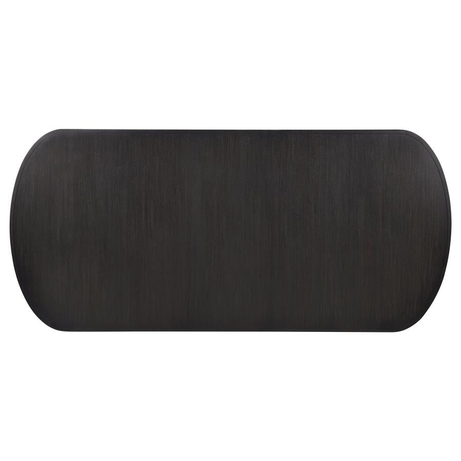 Coaster 115391-S7 7 pc Leandro burnished black finish wood 96" oval dining table set rounded edge