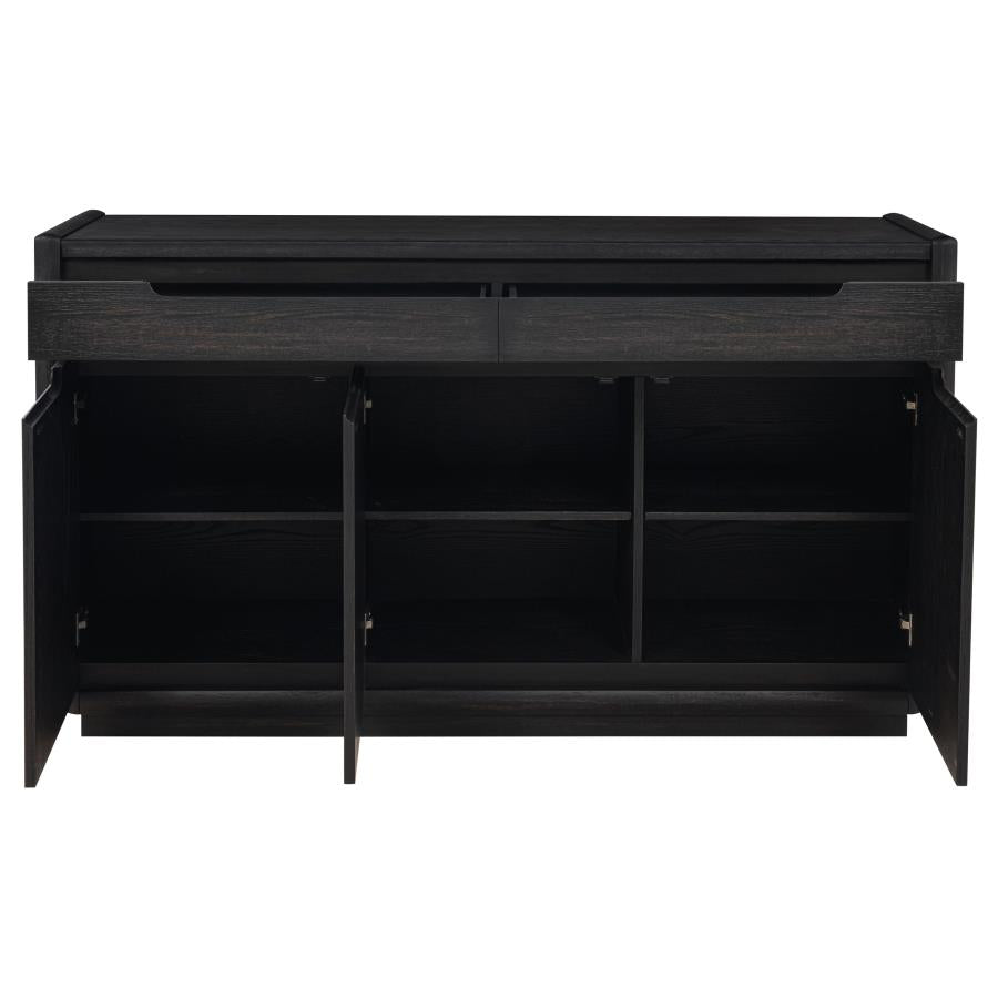 Coaster 115395 Leandro burnished black wood buffet server sideboard cabinet