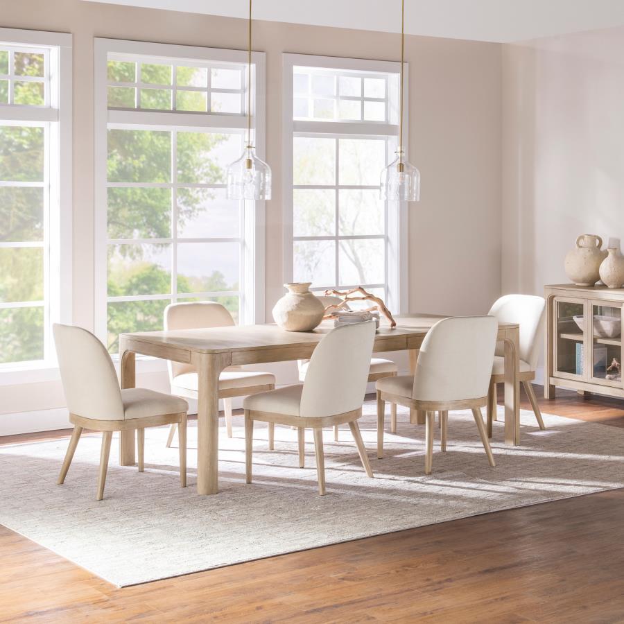 Coaster Solano 7 pc Weathered Mango Wood Dining Table Set – 115501-S7