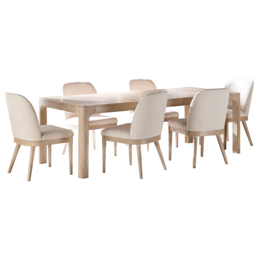 Coaster Solano 7 pc Weathered Mango Wood Dining Table Set – 115501-S7