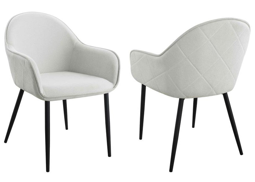 Coaster 115592 Set of 2 Bradshaw Emma fog grey linen like fabric mid century modern diamond back pattern dining chairs